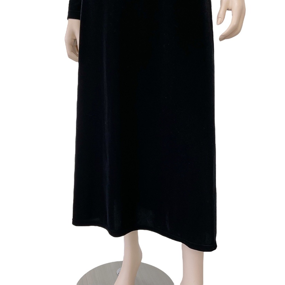 Caren Desiree Co Maxi Dress Women Size 10 Black Long Sleeve Velour Long Vintage - Picture 3 of 7